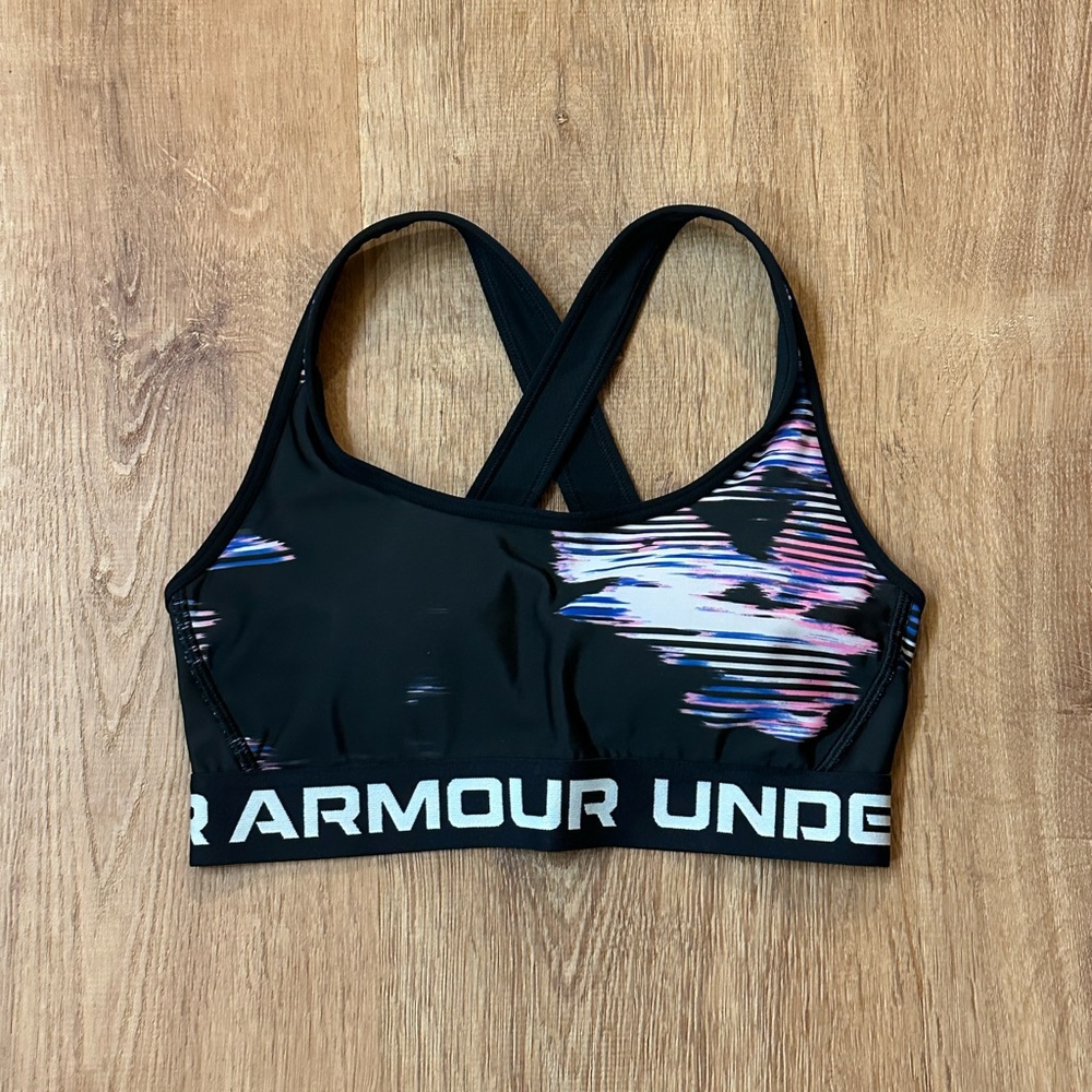 Under Armour Black Bra with Pink and White Design